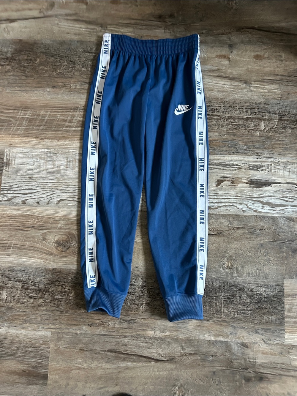 NWT Nike Boys Blue Joggers with White Branded Side Tape L